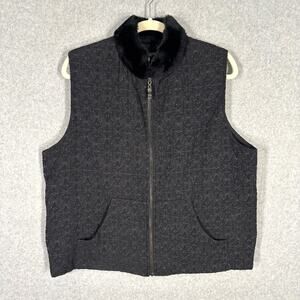 Vintage Baxis Baxis Vest XL Fur Collar Quilted Metallic Artsy Granny Sparkly USA